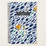 Boho Feather & Floral Muster Plane Planer<br><div class="desc">Abstrakte Feder inspiriertes Design mit Blume boho Muster. Personalisieren Sie den Namen im grauen Rechteck vorne.</div>