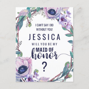 Boho Feather & Floral werden Sie meine Trauzeugin Einladung