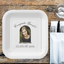 Boho Feather Frame Foto Graduation Party Pappteller