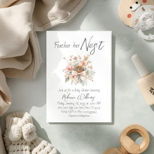 Boho-Feather-Her-Nest-Bogen-Baby-Empfangsfeier Einladung
