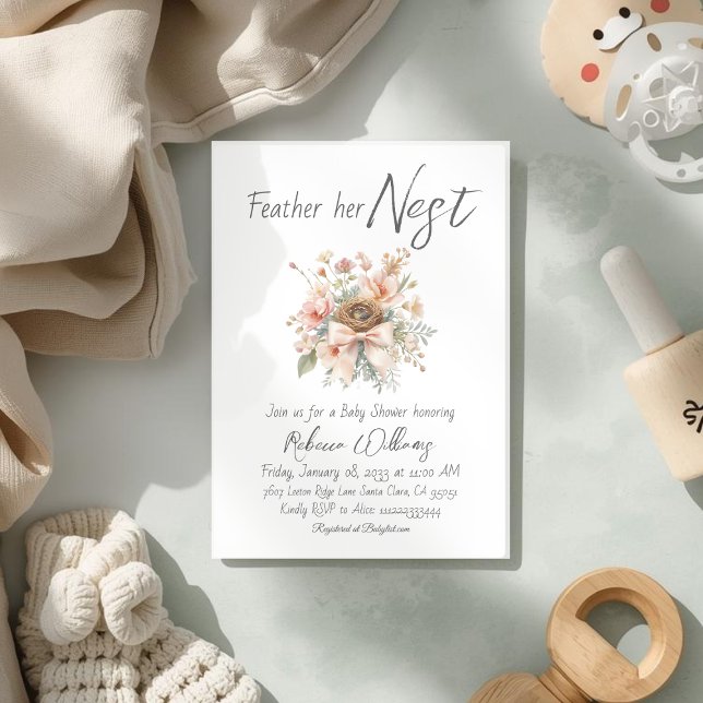 Boho-Feather-Her-Nest-Bogen-Baby-Empfangsfeier Einladung (Von Creator hochgeladen)