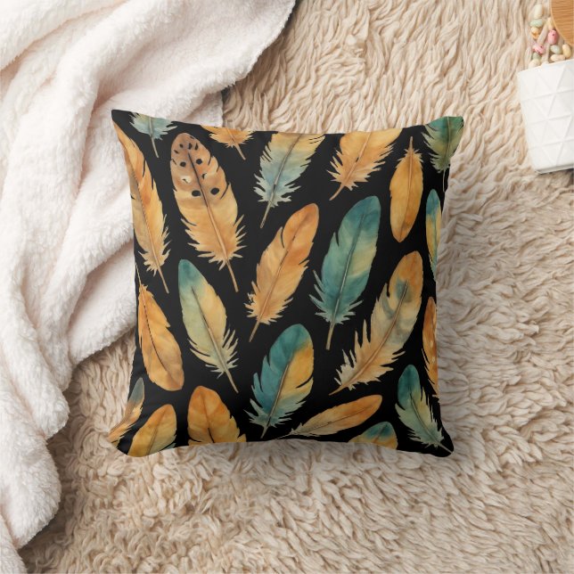 Boho Feather Pattern Kissen (Decke)