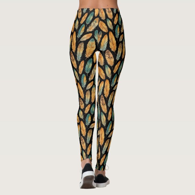 Boho Feather Pattern Leggings (Rückseite)