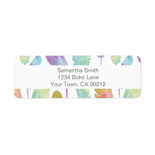 Boho Feather Pattern Regenbogen Watercolor Zurück (Vorne)