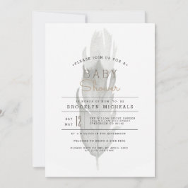 Boho Feather | Wasserfarben-Babydusche Einladung