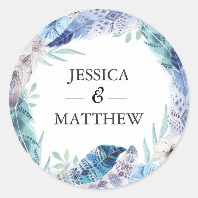 Boho feather wedding Danke, dass Sie Aufkleber (Vorderseite)