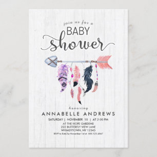 Boho Feathers & Arrow Baby Shower Einladung