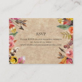 Boho Feathers Arrows Blume Rustikale Hochzeit Visitenkarte