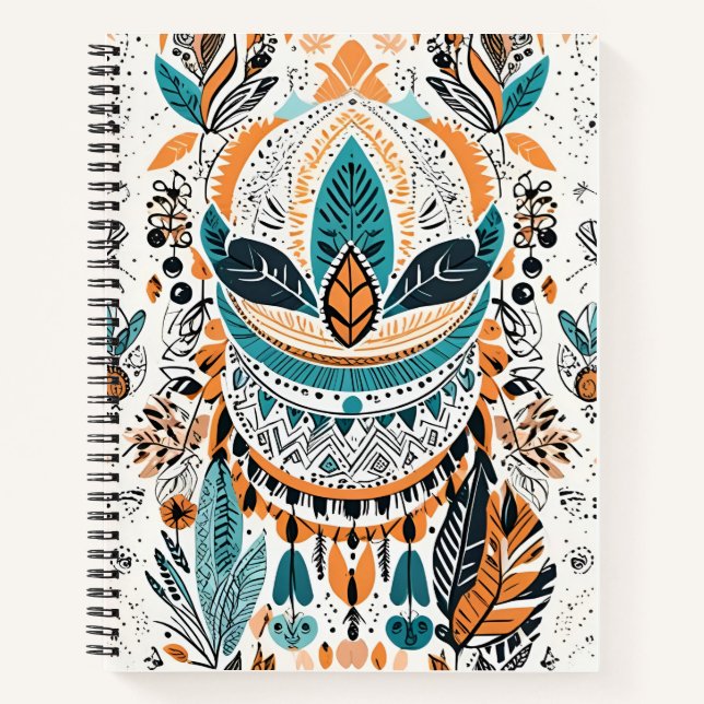 Boho Feathers Book Cover Design - Stilvoll & künst Notizbuch (Vorderseite)