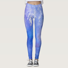 *~* Boho Feathers & Crystals Watercolor Weichblau Leggings