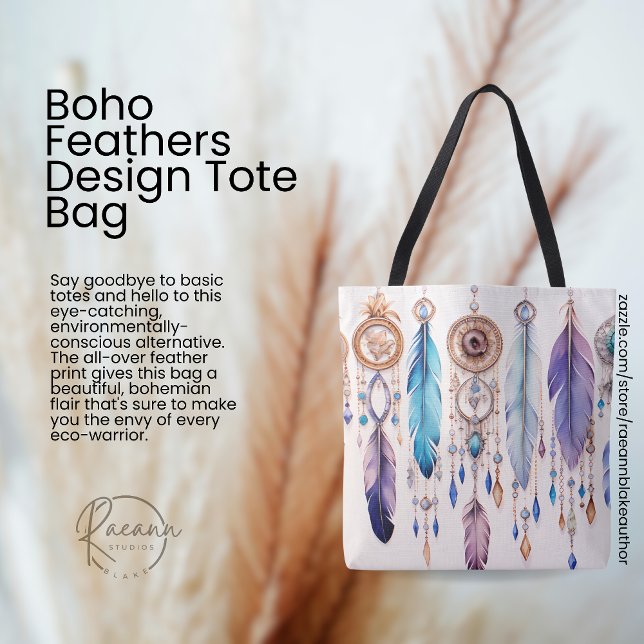 Boho Feathers Design Tote Bag (Von Creator hochgeladen)