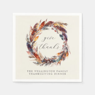 Boho Feathers Fall Foliage Erntedank Dinner Serviette
