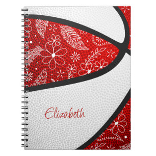 Boho feathers paistisch rot weißen Basketball Notizblock