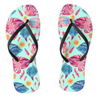Boho Feathers Pattern Flip Flops