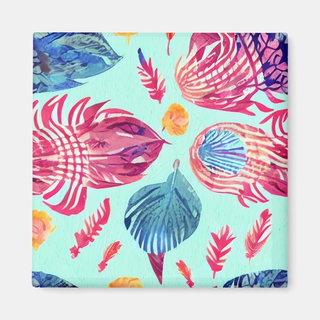 Boho Feathers Pattern Magnet (Vorne)