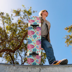 Boho Feathers Pattern Skateboard