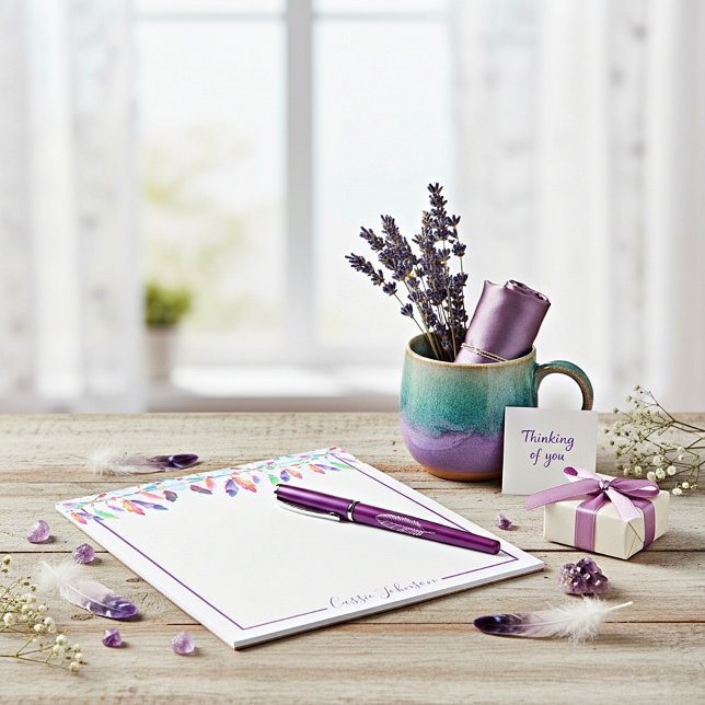 Boho feathers personalisiert Notizblock (Von Creator hochgeladen)