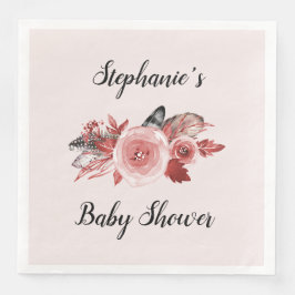 Boho Feathers Rose Blush Baby Dusche Serviette