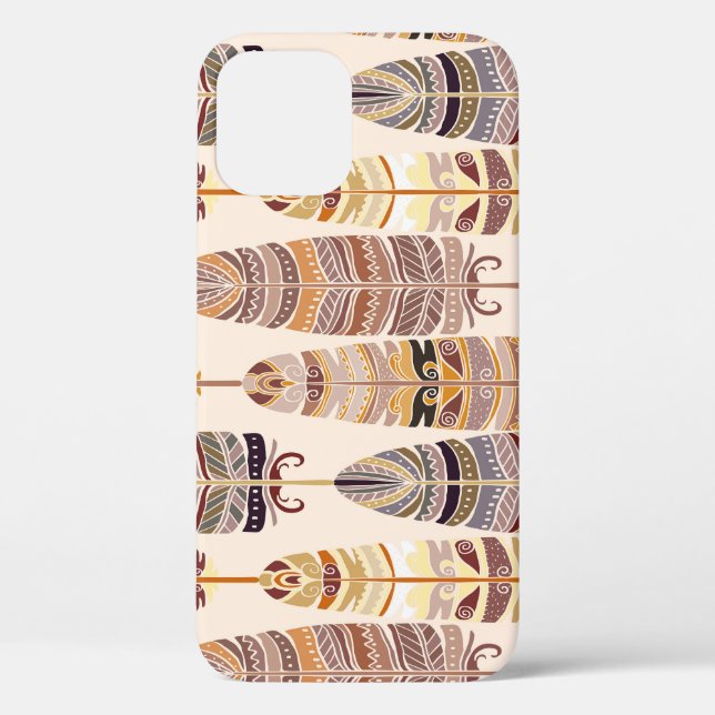 Boho Feathers: Stamm-nahtloses Muster Case-Mate iPhone Hülle (Rückseite)