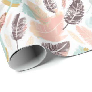 Boho Feathers Wrapping Paper Geschenkpapier