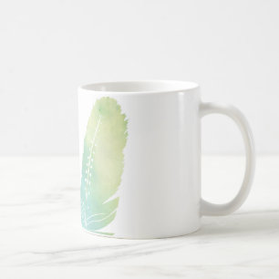 Boho Feder-Aquarell-Grün und Blau Tasse