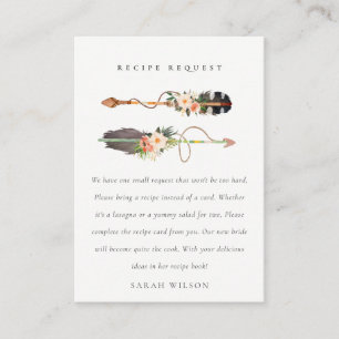 Boho-Feder-Blumen-Pfeil-Rezept-Anfrage-Braut Begleitkarte