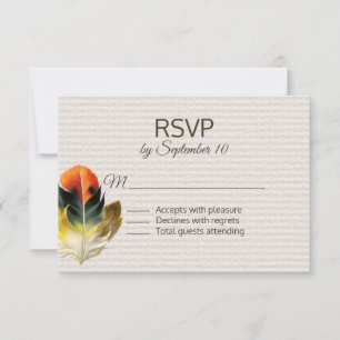Boho-Feder-Herbsthochzeit RSVP Karte