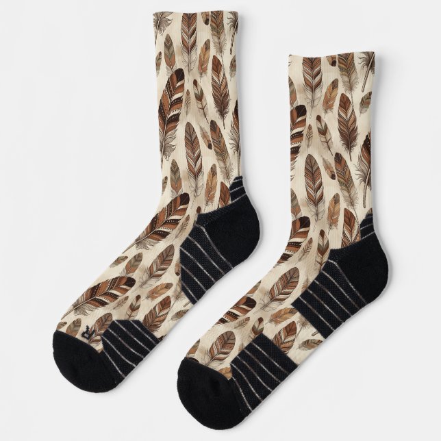 Boho-Feder-Muster Socken (Links)