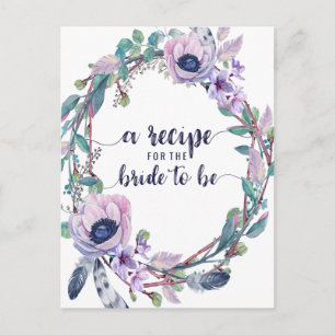 Boho-Feder- und Blumengeburtstags-Rezeptkarte Postkarte