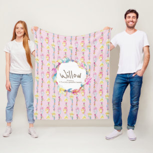 Boho Feder- und Perlenrosa Namensbedeutung Fleecedecke