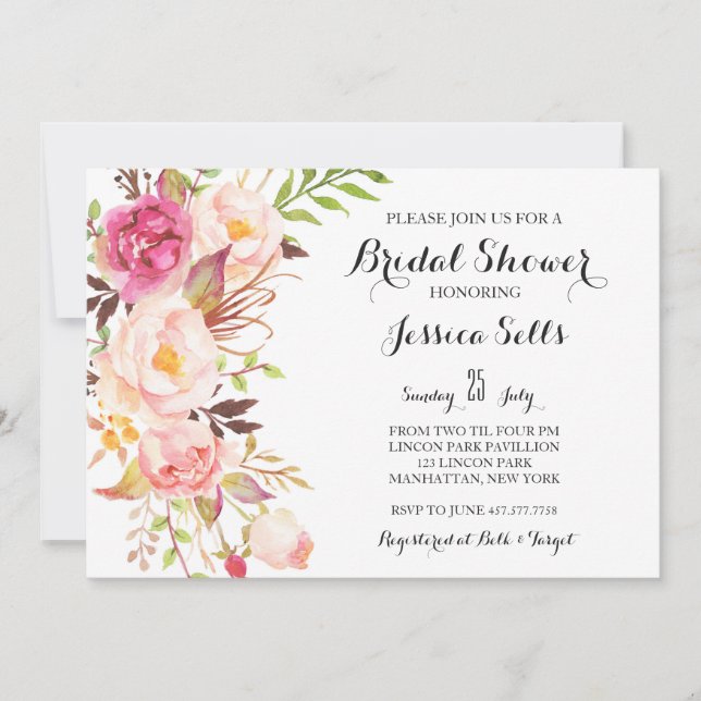 Boho Federn Bridal Dusche Einladung (Vorderseite)