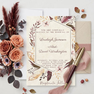 Boho-Federn Hochzeitseinladung Einladung