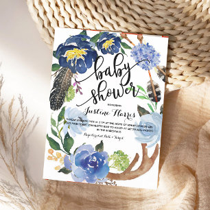 Boho-Federn-Junge-Baby-Party Einladung
