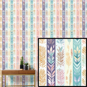 Boho-Federn Pastellfarben Gestreift Tapete