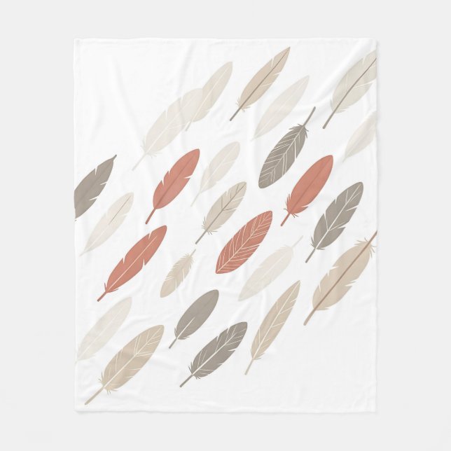 Boho-Federn Rost-Taupe-Diagonalmuster Fleecedecke (Vorderseite)