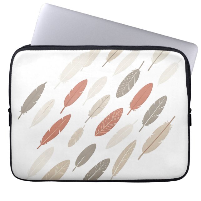 Boho-Federn Rost-Taupe-Diagonalmuster Laptopschutzhülle (Vorderseite)