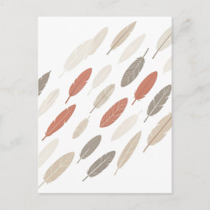 Boho-Federn Rost-Taupe-Diagonalmuster Postkarte