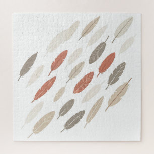 Boho-Federn Rost-Taupe-Diagonalmuster Puzzle