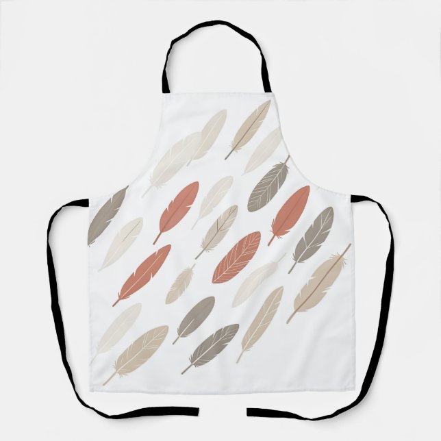 Boho-Federn Rost-Taupe-Diagonalmuster Schürze (Vorderseite)