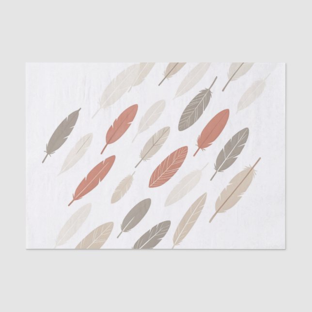Boho-Federn Rost-Taupe-Diagonalmuster Seidenpapier (Vorderseite)