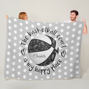 Boho Federn schwarzen Basketballplatz glücklicher  Fleecedecke