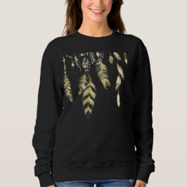 *~* Boho Federn und Kristall-Schwarzes u. Gold Sweatshirt