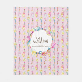 Boho Federn und Perlen rosa Name bedeutet Fleecedecke