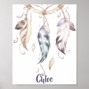 Boho-Federschmuck-Wandkunst Poster