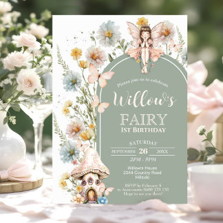 BOHO-Feeneinladung zum 1. Geburtstag Wildblume Sag Einladung