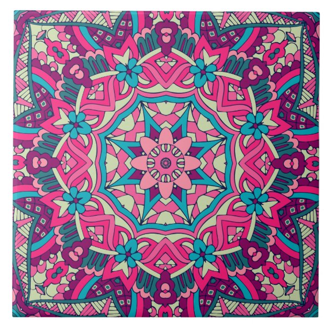 Boho Festive Mandala Fliese (Vorderseite)