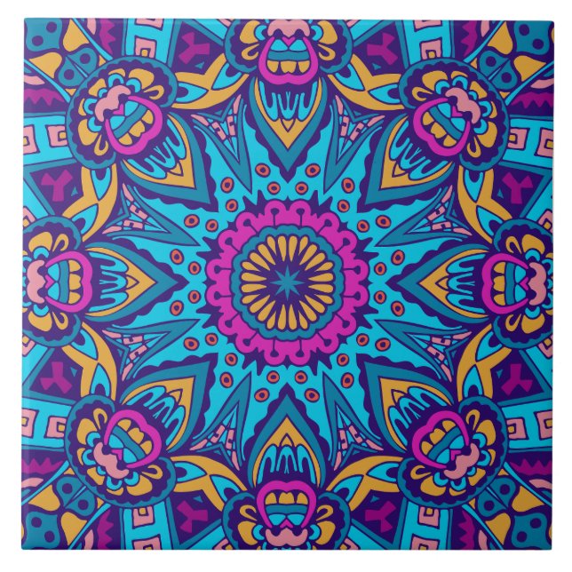 Boho Festive Mandala Fliese (Vorderseite)