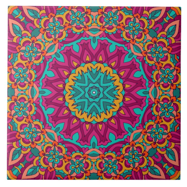 Boho Festive Mandala Fliese (Vorderseite)