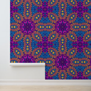 Boho Festive Mandala Lila und rosa Tapete