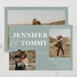 Boho fette Namen Retro 3 Fotos Hochzeit Salbei Einladung